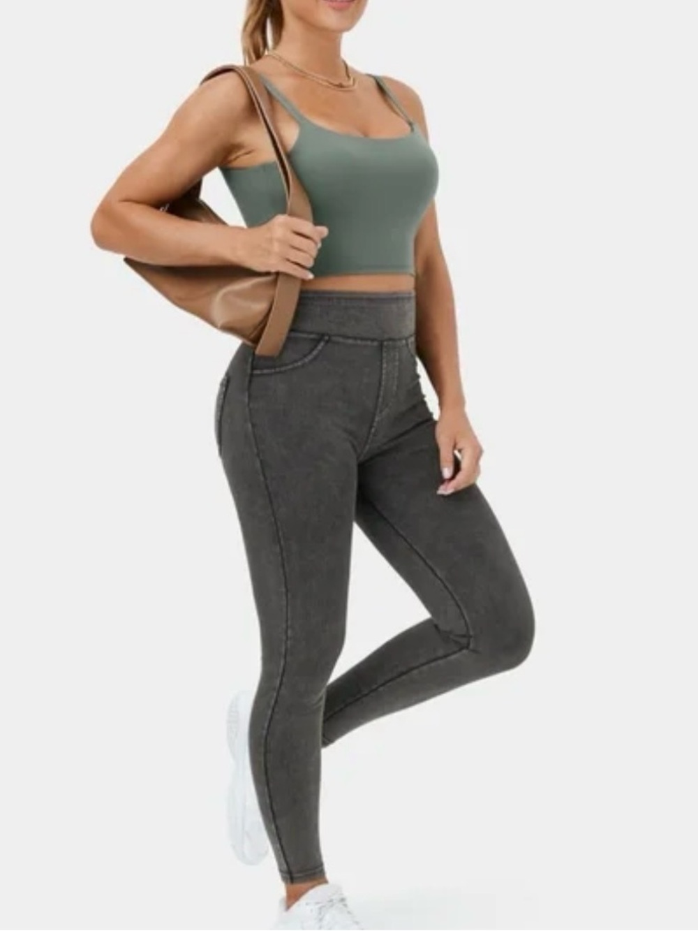 Halara medium pull on pants distressed look activewear workout yoga